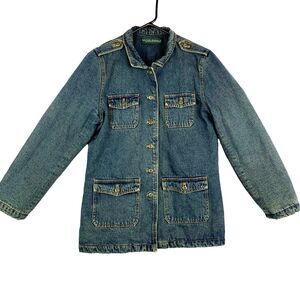 Vintage Harve Bernard Denim Jean Jacket Women's Medium Blue Wash Western Classic